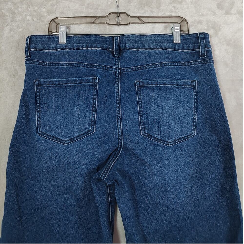 Women's High-Rise Wide-Leg Blue Jeans Pintuck  Front Seam Size 16 EUC Time & Tru - Picture 11 of 15